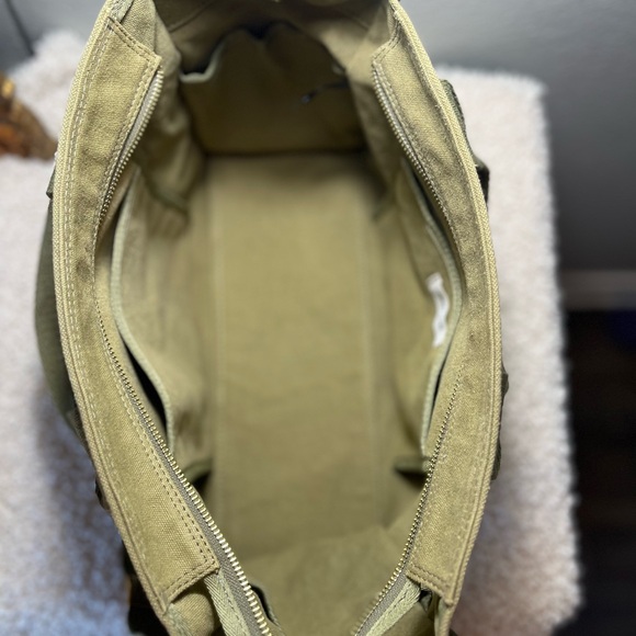 Margot New York Khaki Green Canvas Messenger Bag - Picture 6 of 7